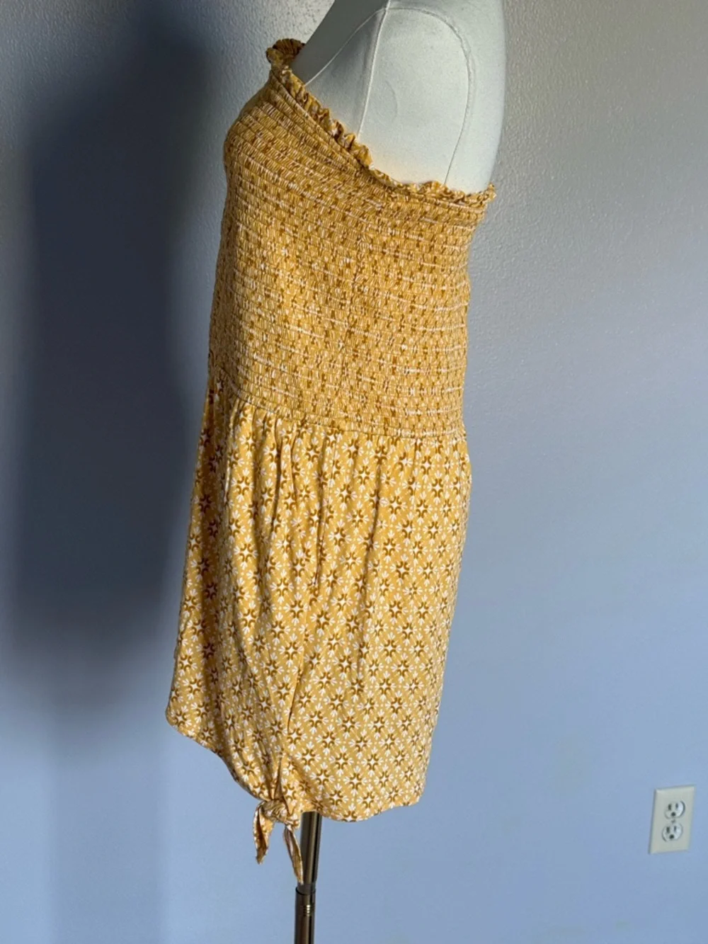 LOFT Beach Yellow Strapless Smocked Floral Romper Dress - Picture 5 of 7